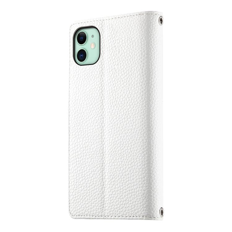 For iPhone 11 Stitching Multi-card Zipper Wallet Leather Phone Case with Short Strap