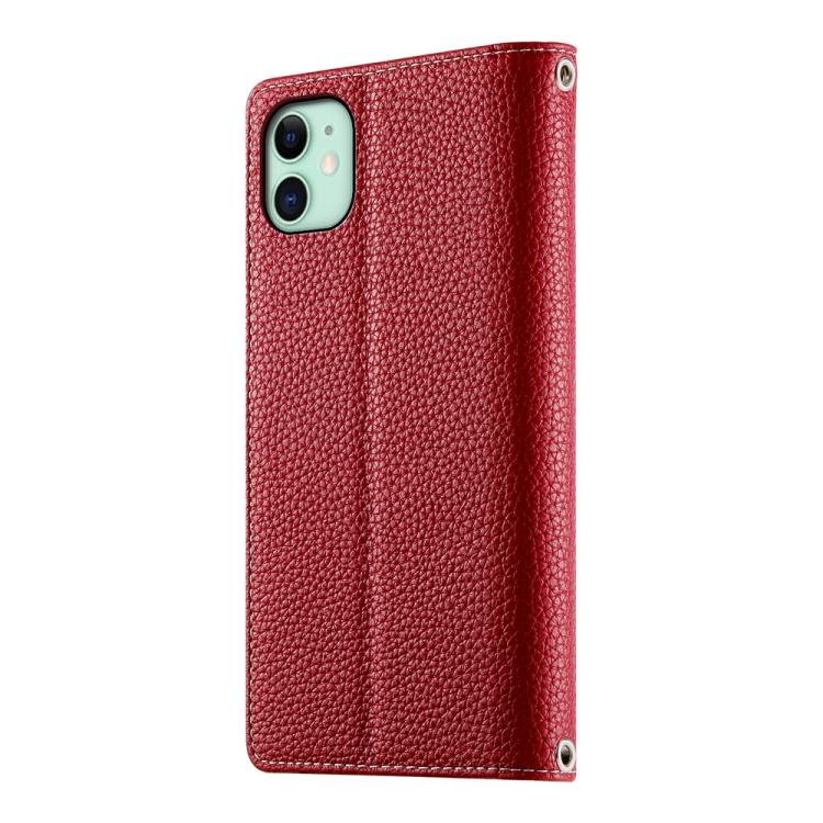 For iPhone 11 Stitching Multi-card Zipper Wallet Leather Phone Case with Short Strap