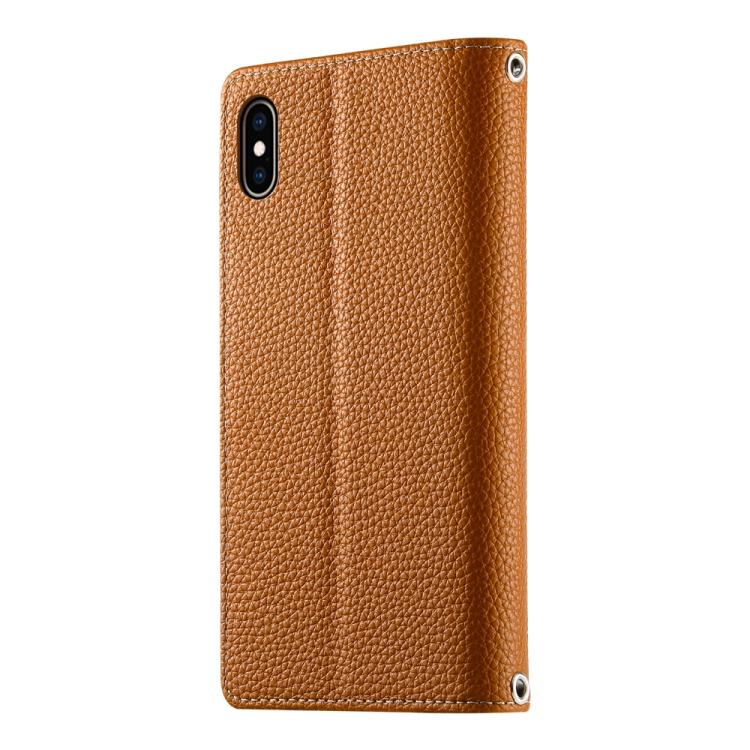 For iPhone XS Max Stitching Multi-card Zipper Wallet Leather Phone Case with Short Strap