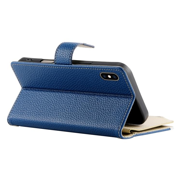 For iPhone XS Max Stitching Multi-card Zipper Wallet Leather Phone Case with Short Strap