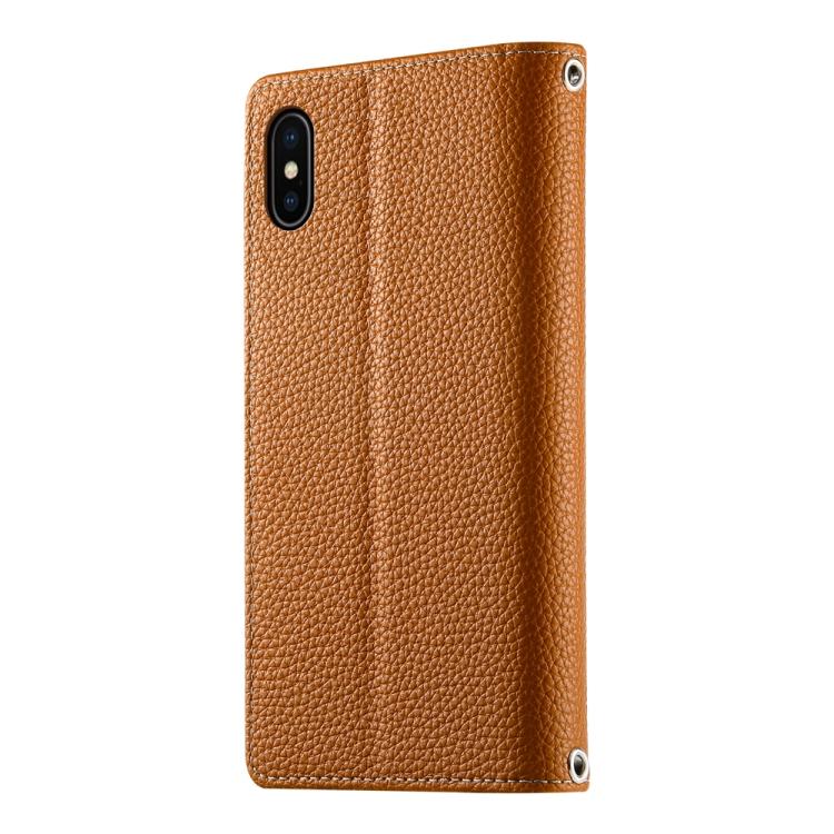 For iPhone X / XS Stitching Multi-card Zipper Wallet Leather Phone Case with Short Strap