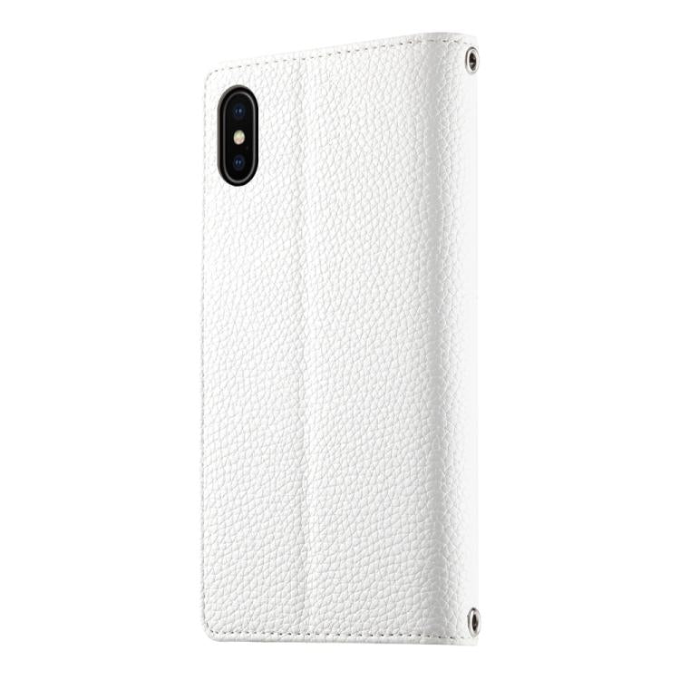 For iPhone X / XS Stitching Multi-card Zipper Wallet Leather Phone Case with Short Strap