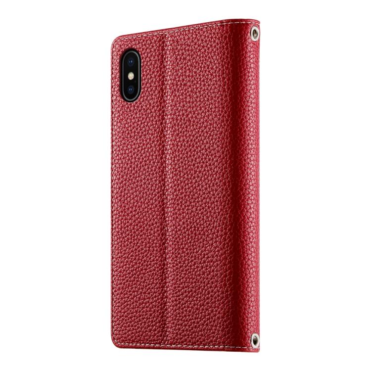 For iPhone X / XS Stitching Multi-card Zipper Wallet Leather Phone Case with Short Strap