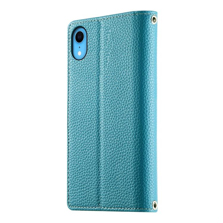 For iPhone XR Stitching Multi-card Zipper Wallet Leather Phone Case with Short Strap