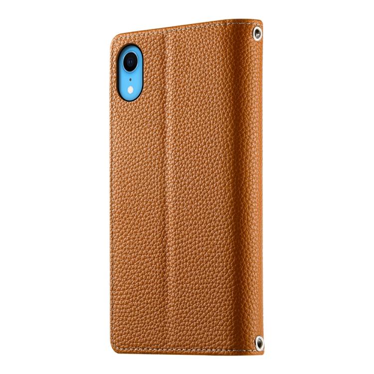 For iPhone XR Stitching Multi-card Zipper Wallet Leather Phone Case with Short Strap