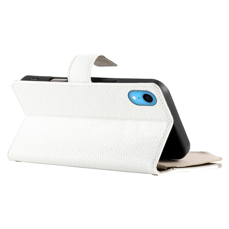 For iPhone XR Stitching Multi-card Zipper Wallet Leather Phone Case with Short Strap