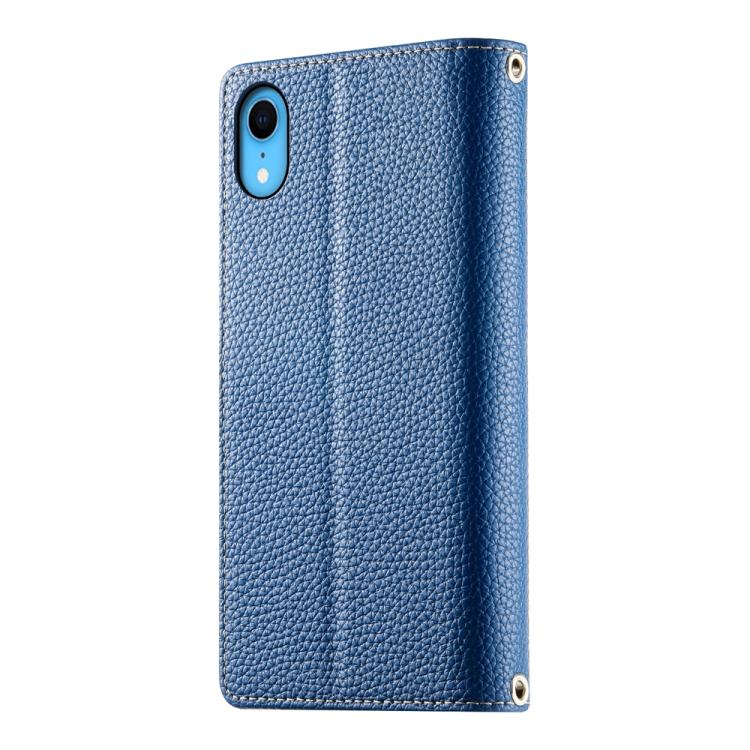For iPhone XR Stitching Multi-card Zipper Wallet Leather Phone Case with Short Strap