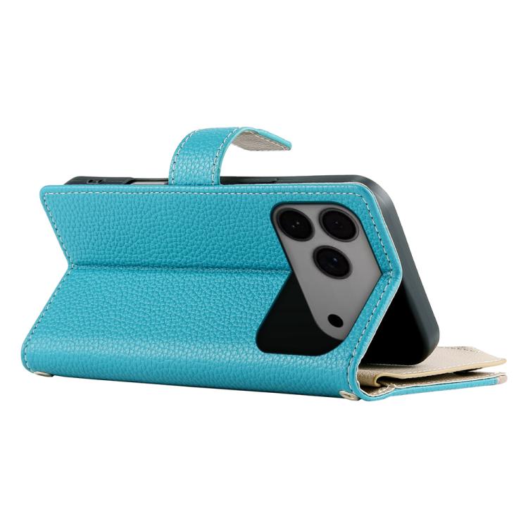 For iPhone 17 Pro Max Stitching Multi-card Zipper Wallet Leather Phone Case with Short Strap