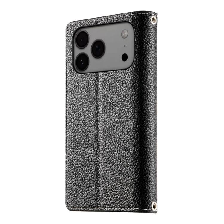 For iPhone 17 Pro Max Stitching Multi-card Zipper Wallet Leather Phone Case with Short Strap