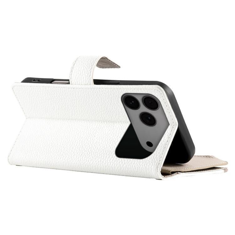 For iPhone 17 Pro Max Stitching Multi-card Zipper Wallet Leather Phone Case with Short Strap