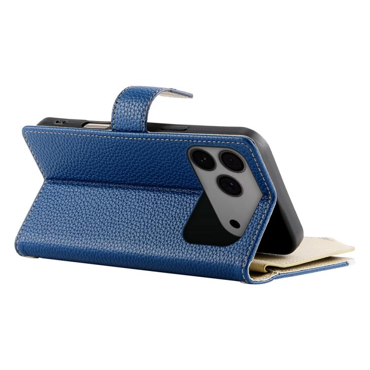 For iPhone 17 Pro Max Stitching Multi-card Zipper Wallet Leather Phone Case with Short Strap