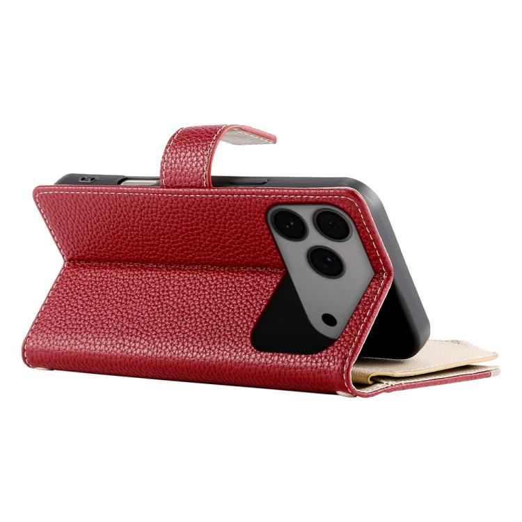 For iPhone 17 Pro Max Stitching Multi-card Zipper Wallet Leather Phone Case with Short Strap