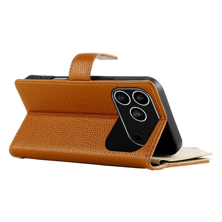 For iPhone 17 Pro Stitching Multi-card Zipper Wallet Leather Phone Case with Short Strap