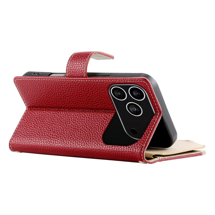 For iPhone 17 Pro Stitching Multi-card Zipper Wallet Leather Phone Case with Short Strap