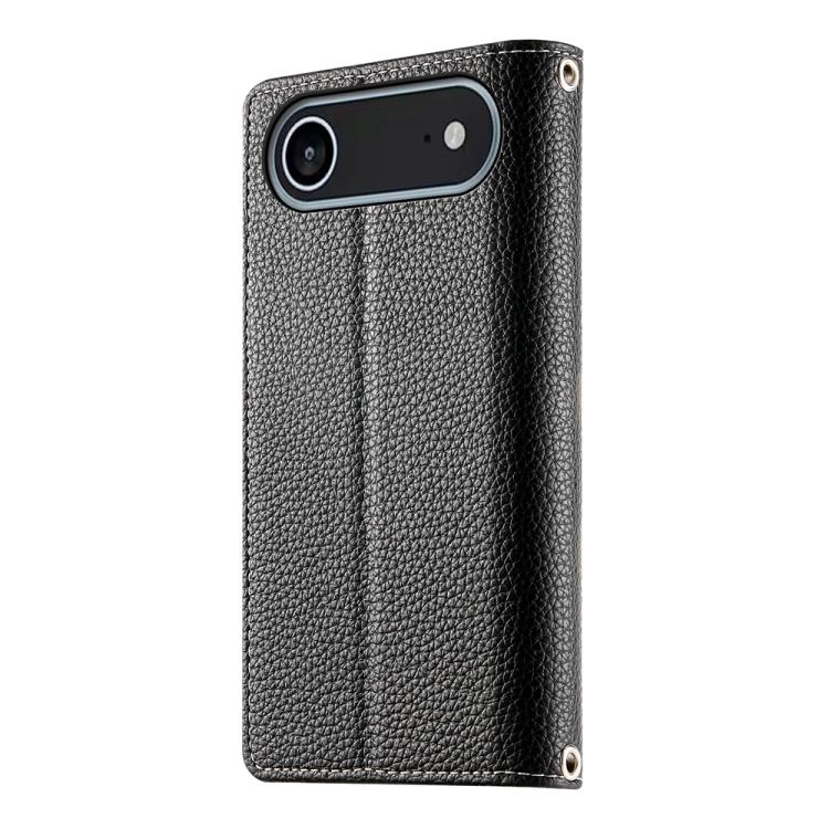 For iPhone Air Stitching Multi-card Zipper Wallet Leather Phone Case with Short Strap
