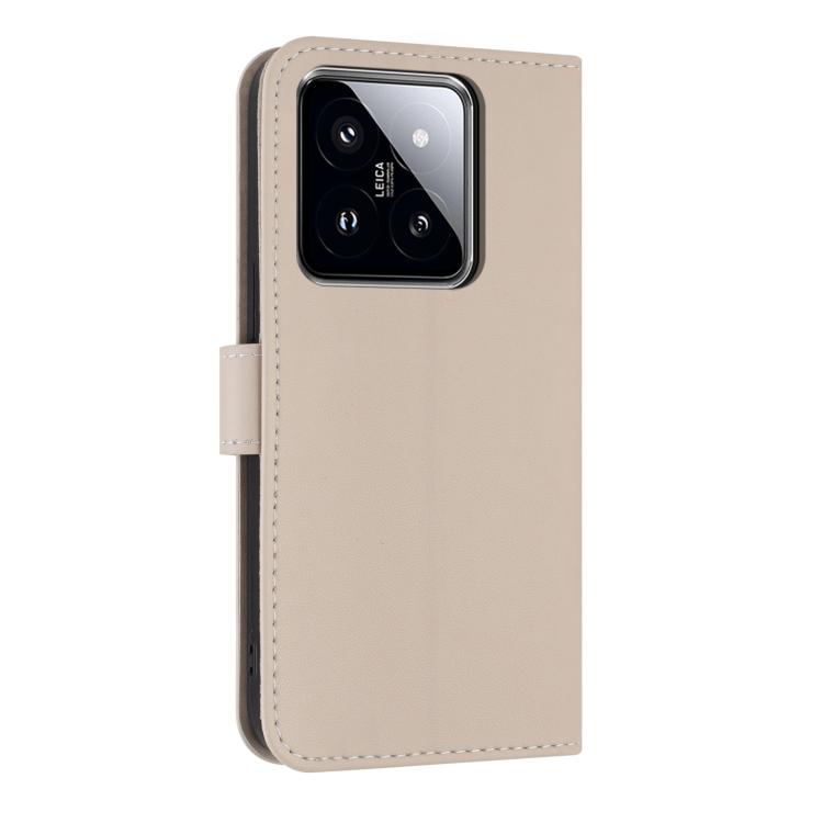 For Xiaomi 14 Pro Metal Bow Leather Phone Case with Hand Strap