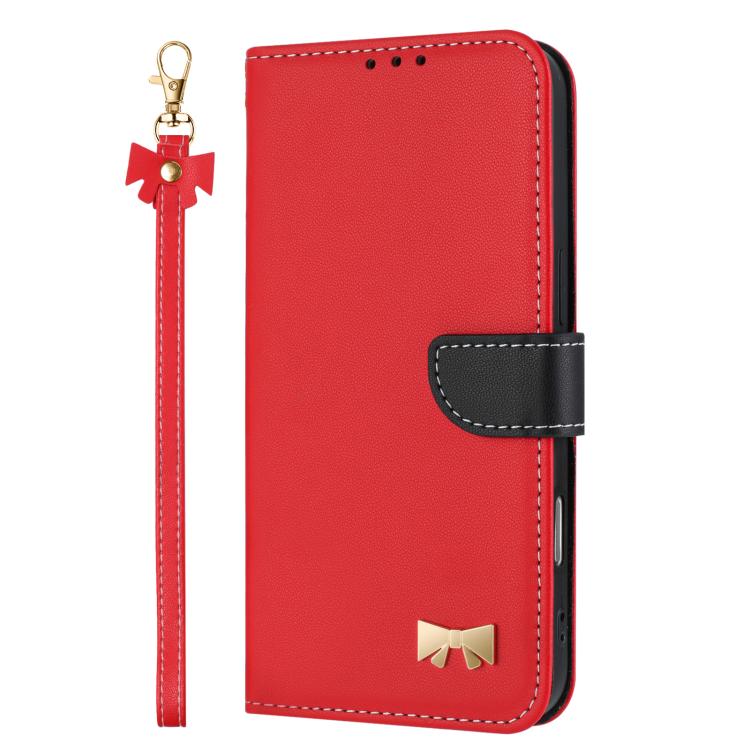 For Xiaomi 15T Pro 5G Metal Bow Leather Phone Case with Hand Strap