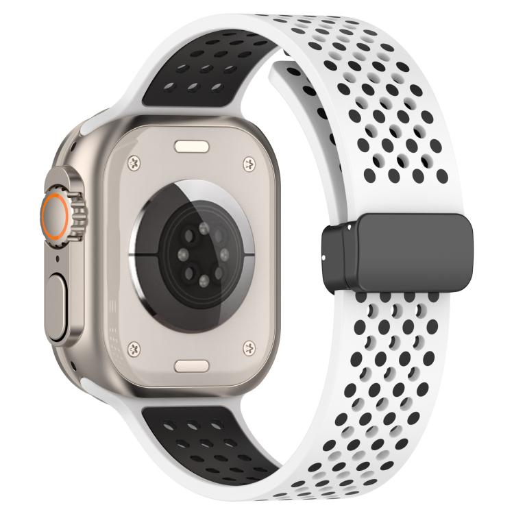 For Apple Watch 46mm / 49mm / 45mm / 44mm Magnetic Buckle Breathable Silicone Watch Band