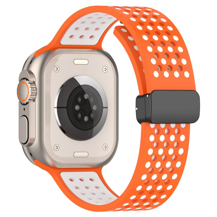 For Apple Watch 46mm / 49mm / 45mm / 44mm Magnetic Buckle Breathable Silicone Watch Band