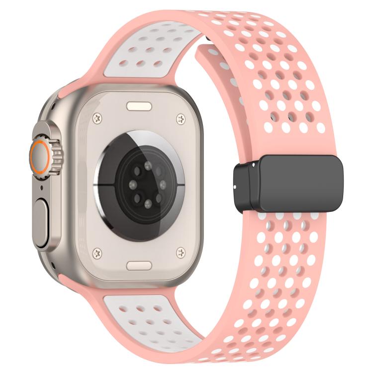 For Apple Watch 46mm / 49mm / 45mm / 44mm Magnetic Buckle Breathable Silicone Watch Band