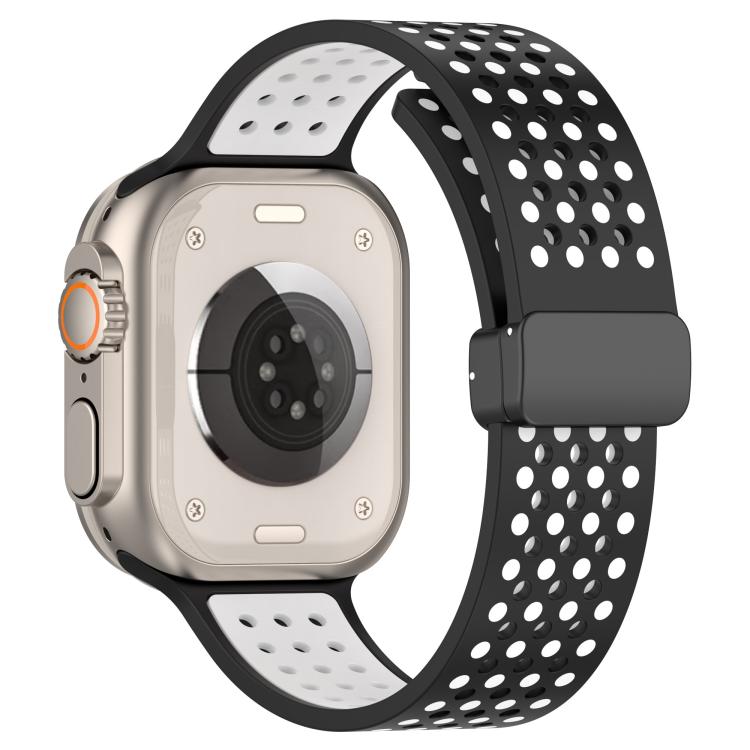 For Apple Watch 46mm / 49mm / 45mm / 44mm Magnetic Buckle Breathable Silicone Watch Band