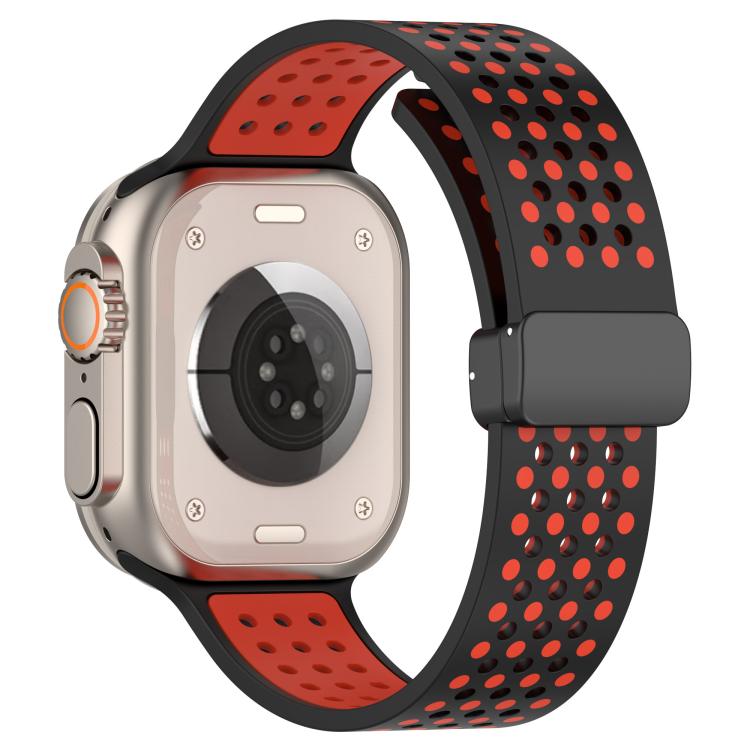 For Apple Watch 46mm / 49mm / 45mm / 44mm Magnetic Buckle Breathable Silicone Watch Band