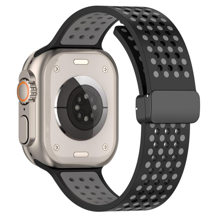 For Apple Watch 46mm / 49mm / 45mm / 44mm Magnetic Buckle Breathable Silicone Watch Band