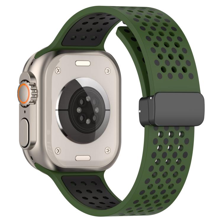 For Apple Watch 46mm / 49mm / 45mm / 44mm Magnetic Buckle Breathable Silicone Watch Band