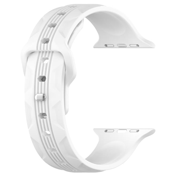 For Apple Watch 46mm / 49mm / 45mm / 44mm Vertical Grain Reverse Buckle Silicone Watch Band