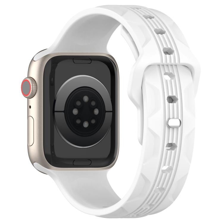 For Apple Watch 46mm / 49mm / 45mm / 44mm Vertical Grain Reverse Buckle Silicone Watch Band