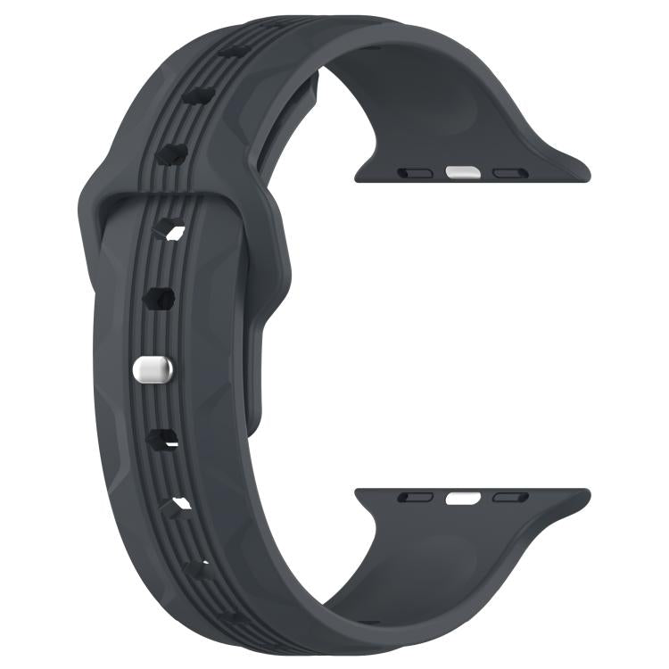 For Apple Watch 46mm / 49mm / 45mm / 44mm Vertical Grain Reverse Buckle Silicone Watch Band