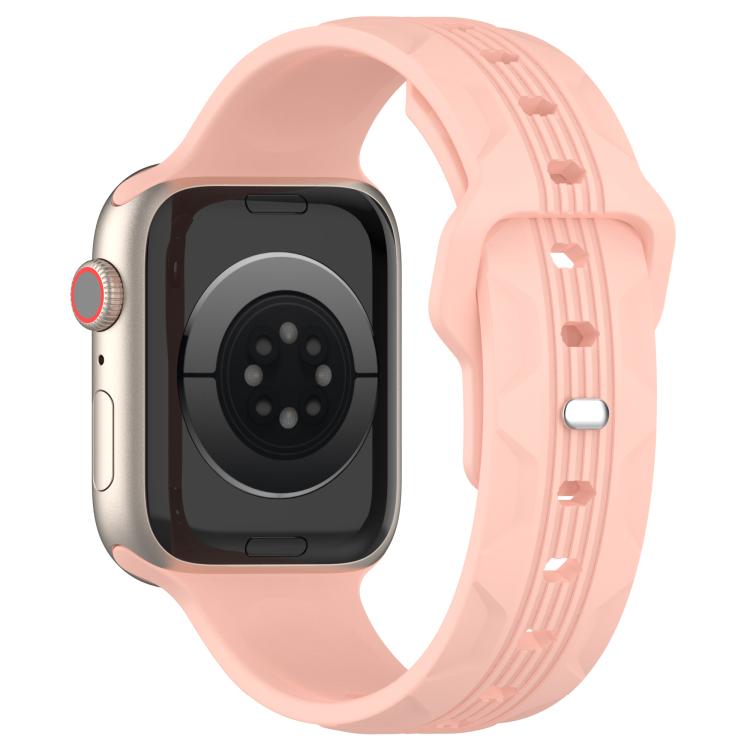 For Apple Watch 46mm / 49mm / 45mm / 44mm Vertical Grain Reverse Buckle Silicone Watch Band