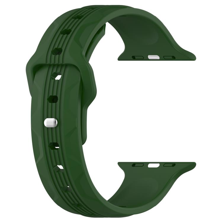 For Apple Watch 46mm / 49mm / 45mm / 44mm Vertical Grain Reverse Buckle Silicone Watch Band