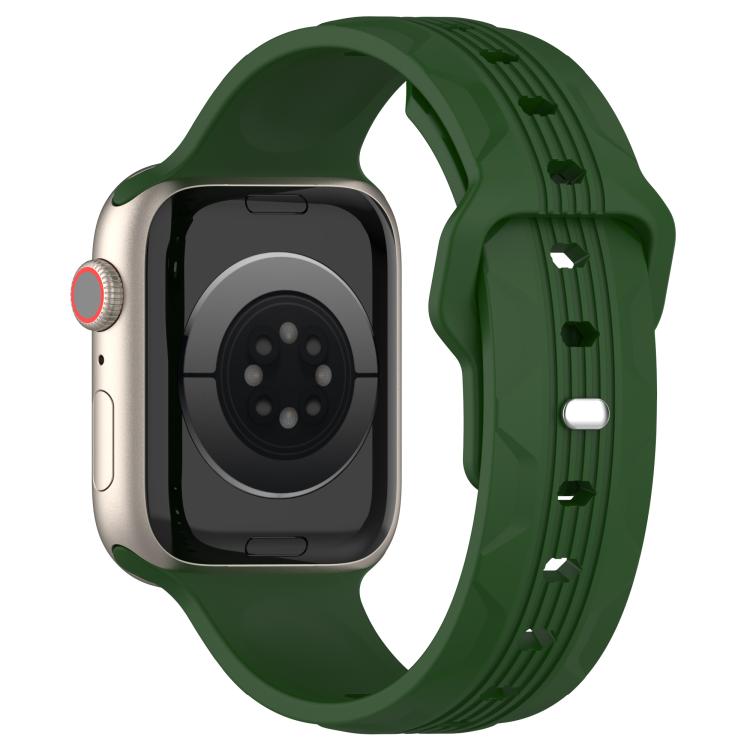 For Apple Watch 46mm / 49mm / 45mm / 44mm Vertical Grain Reverse Buckle Silicone Watch Band
