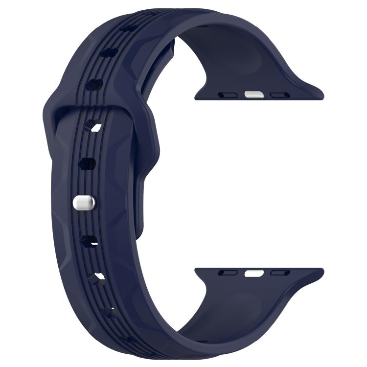 For Apple Watch 46mm / 49mm / 45mm / 44mm Vertical Grain Reverse Buckle Silicone Watch Band