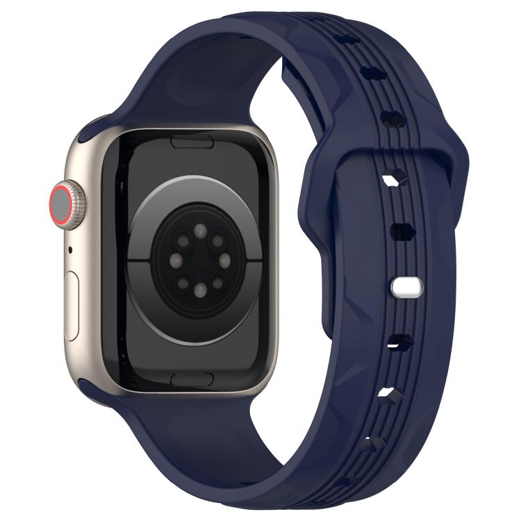 For Apple Watch 46mm / 49mm / 45mm / 44mm Vertical Grain Reverse Buckle Silicone Watch Band