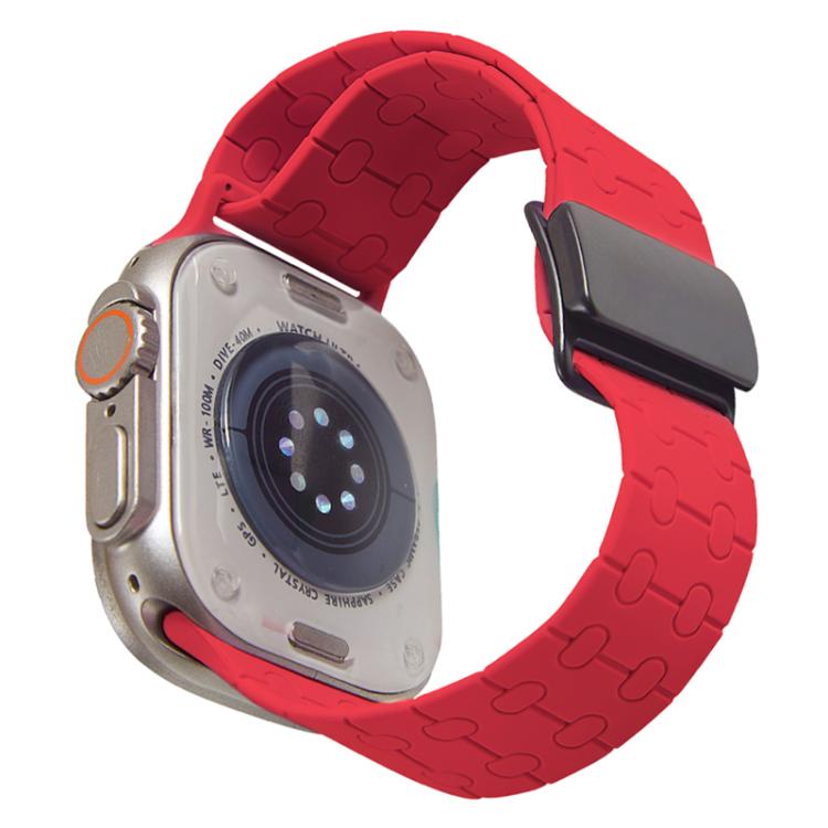 For Apple Watch 46mm / 49mm / 45mm / 44mm Magnetic Buckle Breathable Silicone Watch Band