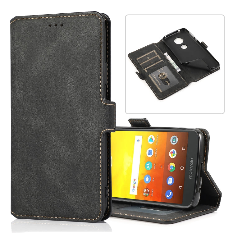 For Motorola Moto E5 Retro Magnetic Closing Clasp Horizontal Flip Leather Case with Holder & Card Slots & Photo Frame & Wallet