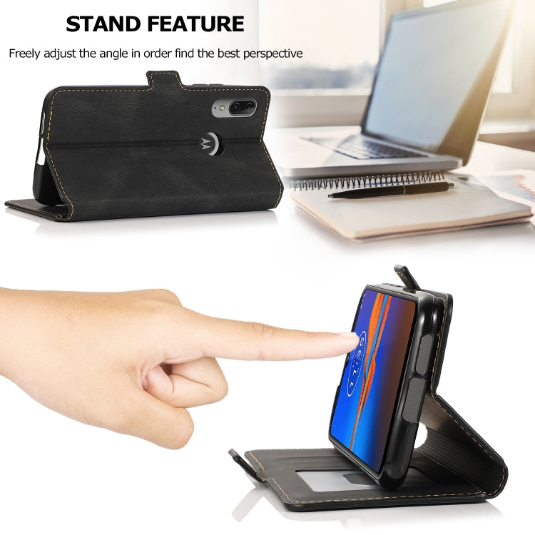 For Motorola Moto E6 Plus Retro Magnetic Closing Clasp Horizontal Flip Leather Case with Holder & Card Slots & Photo Frame & Wallet