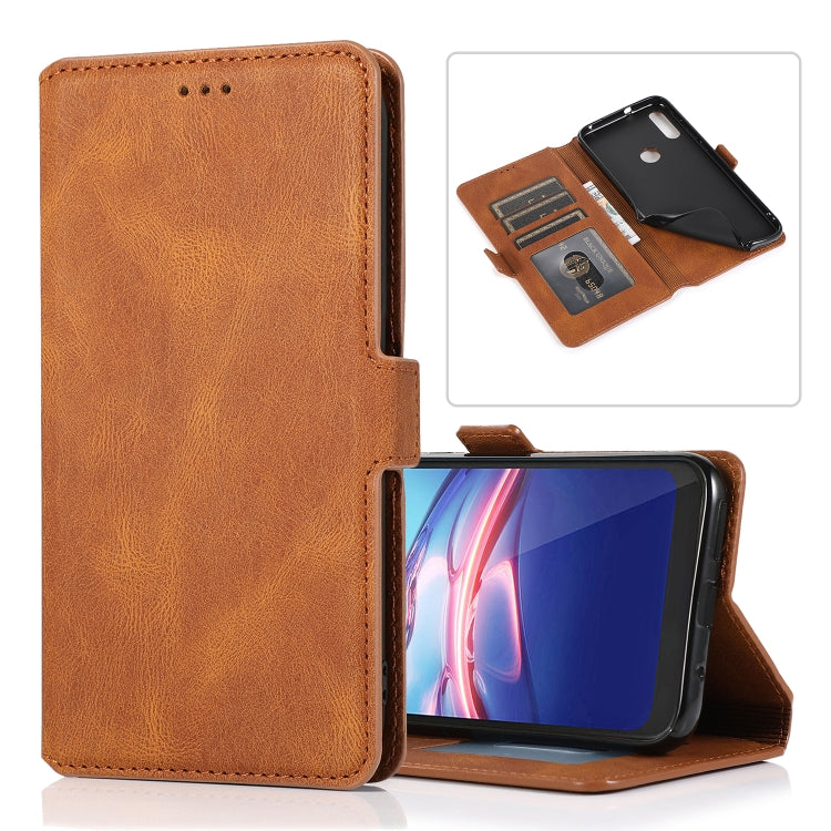 For Motorola Moto E7 Retro Magnetic Closing Clasp Horizontal Flip Leather Case with Holder & Card Slots & Photo Frame & Wallet