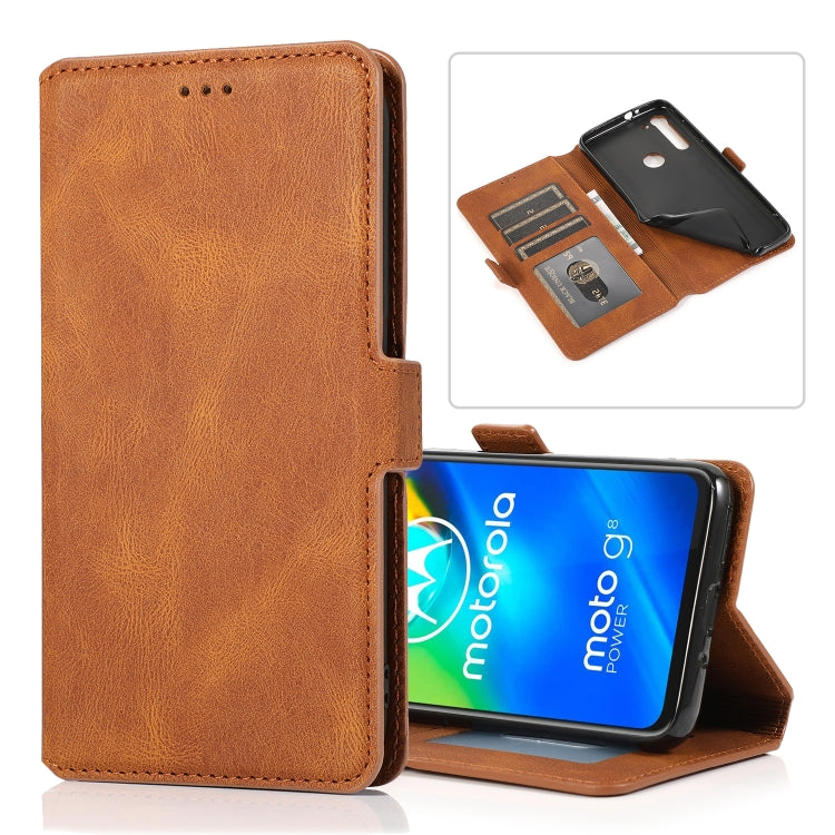 For Motorola Moto G8 Power Retro Magnetic Closing Clasp Horizontal Flip Leather Case with Holder & Card Slots & Photo Frame & Wallet