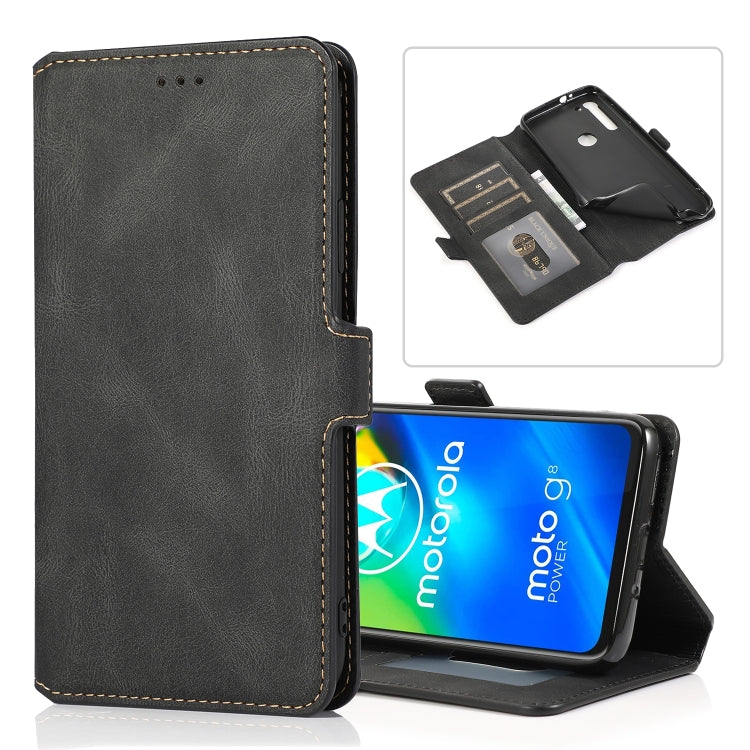 For Motorola Moto G8 Power Retro Magnetic Closing Clasp Horizontal Flip Leather Case with Holder & Card Slots & Photo Frame & Wallet