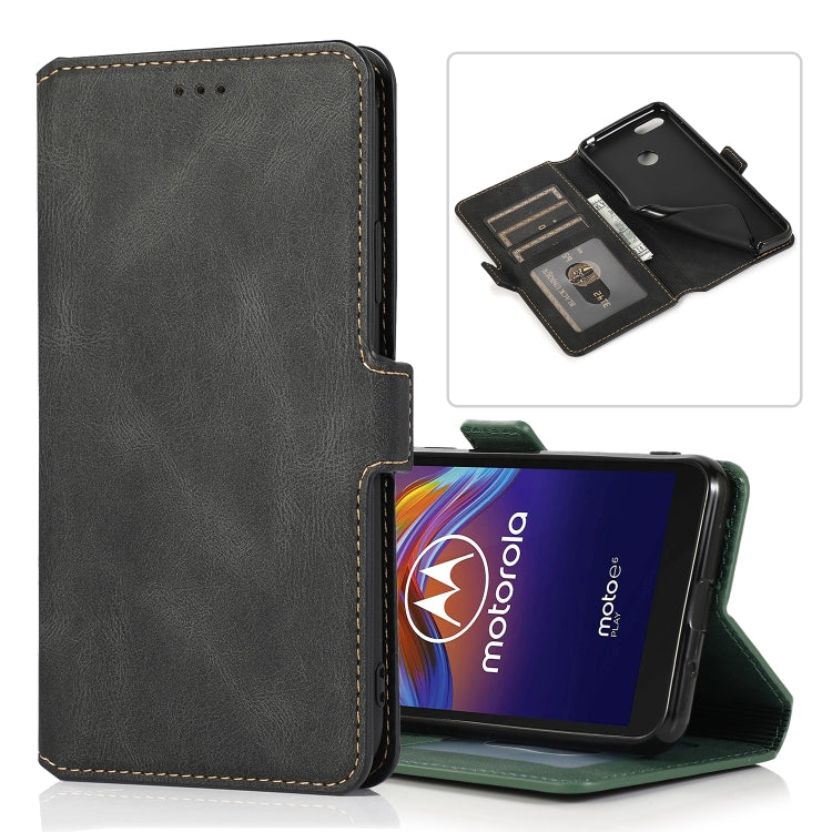 For Motorola Moto E6 Play Retro Magnetic Closing Clasp Horizontal Flip Leather Case with Holder & Card Slots & Photo Frame & Wallet