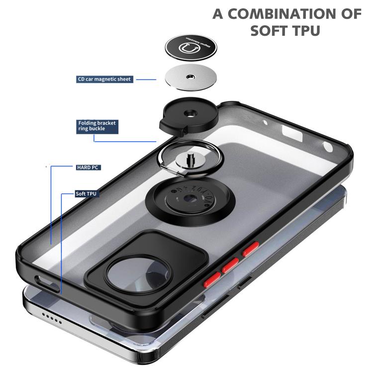 For vivo Y02 4G Q Shadow 1 Series TPU + PC Phone Case with Ring