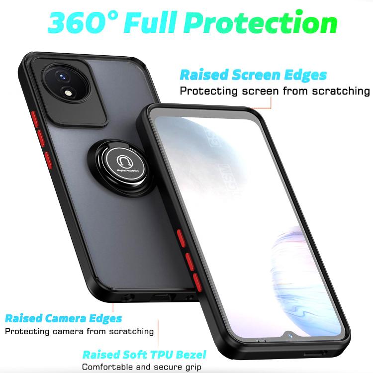 For vivo Y02 4G Q Shadow 1 Series TPU + PC Phone Case with Ring