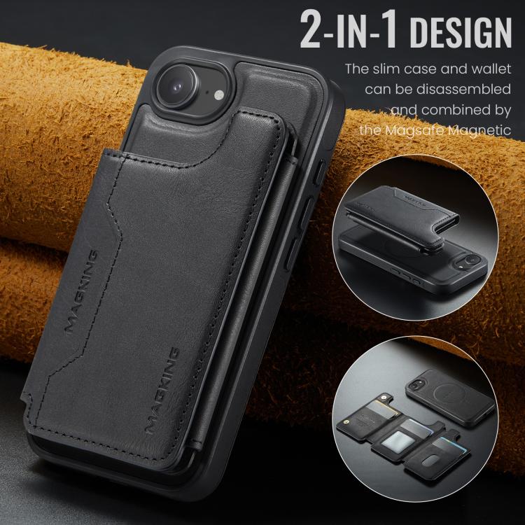 For iPhone 17e / 16e MAGKING K3 Series MagSafe RFID Card Bag Detachable Phone Case