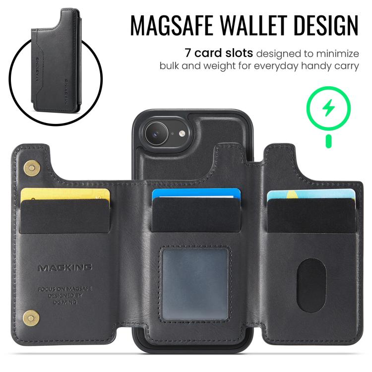 For iPhone 17e / 16e MAGKING K3 Series MagSafe RFID Card Bag Detachable Phone Case