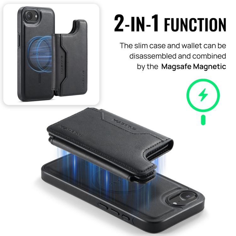 For iPhone 17e / 16e MAGKING K3 Series MagSafe RFID Card Bag Detachable Phone Case