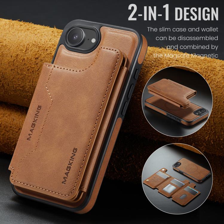 For iPhone 17e / 16e MAGKING K3 Series MagSafe RFID Card Bag Detachable Phone Case