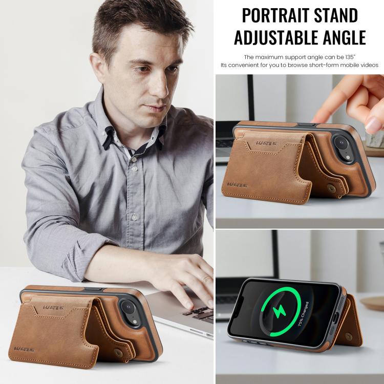 For iPhone 17e / 16e MAGKING K3 Series MagSafe RFID Card Bag Detachable Phone Case
